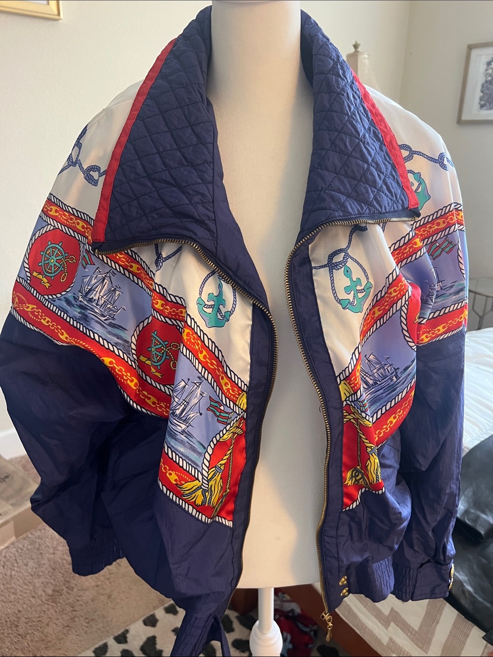 80s/90s Westbound Navy, Red & White Nautical Bomber Jacket